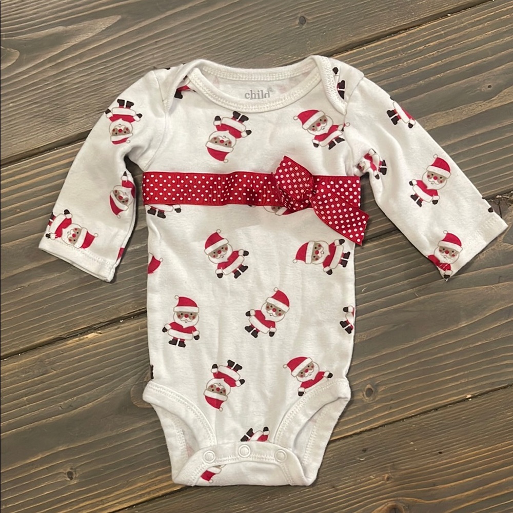 Carter’s Newborn White and Red Santa Long Sleeve Onesie